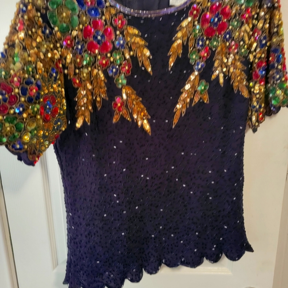 100% Silk Sequin Top